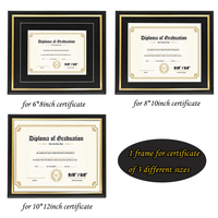 Cadre pour certificat en bois massif 10x12 avec passe-partout double réglable pour documents 6x8 et 8x10, affichage mural avec verre trempé