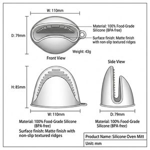 Maniques de cuisine en <span class=keywords><strong>silicone</strong></span> anti-brûlure, résistantes à la chaleur, antidérapantes, mini-poignées pour casseroles, protection pour les mains en <span class=keywords><strong>silicone</strong></span> de qualité alimentaire - Product Image 2