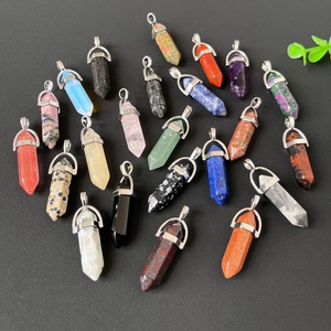 Collar Colgante de Doble Punta Hexagonal de Cristal Natural de Cuarzo <span class=keywords><strong>Aura</strong></span> Mixta para Fabricación de Joyas DIY, Venta Al por Mayor - Product Image 1