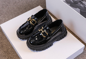 Mocassini da principessa Slip-On in pelle nera alla moda per ragazze di primavera <span class=keywords><strong>scarpe</strong></span> singole da bambina per bambini per feste estive - Product Image 3