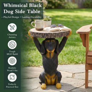 Table d'appoint noire Black Dog, table de chevet sur piétement, 22,17 pouces, sculpture peinte à la main pour la maison, le bureau ou le salon - Product Image 3