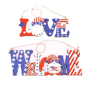 Nuevo comercio transfronterizo entre Estados Unidos Decoraciones para el Día de la Independencia/Día Nacional, colgadores de puerta con letras de madera, decoraciones creativas de bienvenida para centros comerciales - Product Image 5