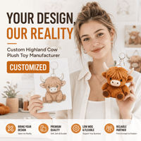 Fabricant de porte-clés en peluche vache des Highlands personnalisés OEM ODM, vente en gros de pendentifs de sac en peluche moelleux, approvisionnement direct usine