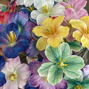 Fleurs artificielles en soie mélangée, tulipes, daylilies, lys, bouquet de décoration de mariage, accessoires de photographie - Product Image 3