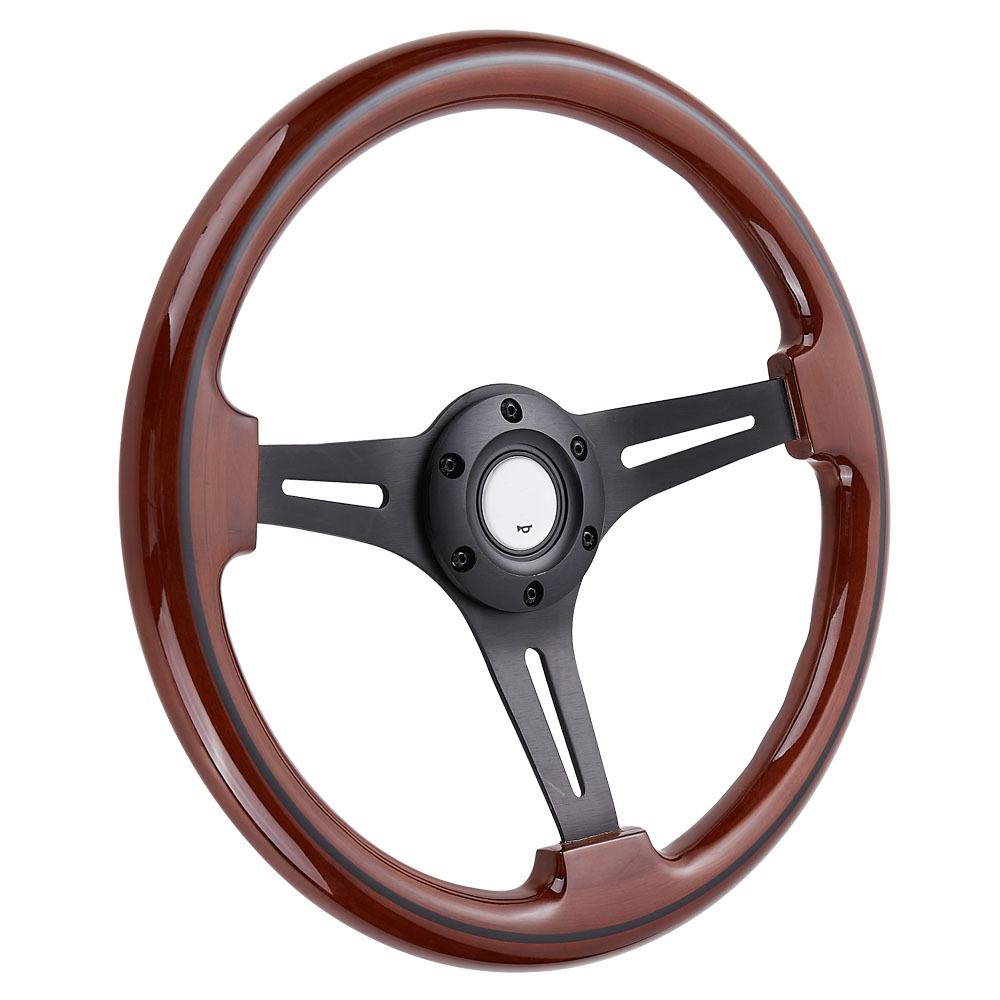 Universal 6 Bolt Wood Steering Wheel - 350mm Classic Timber