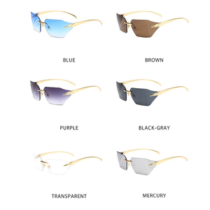 2024 New Arrival Rimless Rectangle Sunglasses Unisex UV400 Frameless Square Shades Fashion Sun <strong>Glasses</strong> - Product Image 4