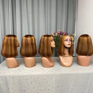 วิกผมบ๊อบสั้น 5x5 โปร่งใส  แบบมีเชือกผูกด้านหน้า  <span class=keywords><strong>ผม</strong></span>แท้เรมี่  ไฮไลท์สี 4/27  ขนาด 10-12 นิ้ว  ไม่ต้องใช้กาว  หนาแน่น 150% - Product Image 4