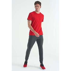 T-shirt à manches courtes col rond en coton et élasthanne rouge basique pour homme Air Jones, pour un usage décontracté et un confort quotidien - Product Image 6