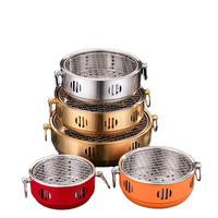 Barbecue portable rond au charbon de bois, mini barbecue avec poignées pliables, pour camping, pique-nique, extérieur, cuisinière au charbon de bois pour table.