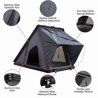 Tente de toit rigide imperméable pour 4x4, tente de toit rigide pour voiture avec échelle en aluminium, tente de toit rigide triangulaire pour 4x4