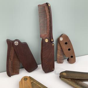Di alta qualità in legno di sandalo nero 2026 pettine pieghevole nero sandalo in legno Custom pieghevole pettini per barba <span class=keywords><strong>Set</strong></span> - Product Image 6
