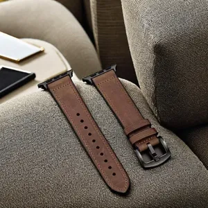 Bracelet de montre universel en cuir véritable pour hommes et femmes d'affaires OEM 42MM 44MM 45MM 49MM adapté au stock au comptant Apple et Samsung