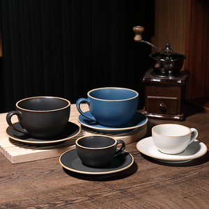 Commercio all'ingrosso 70ml 270ml caffè Espresso Cappuccino colorato opaca superficie ceramica Logo personalizzato porcellana tazza e piattino - Product Image 3