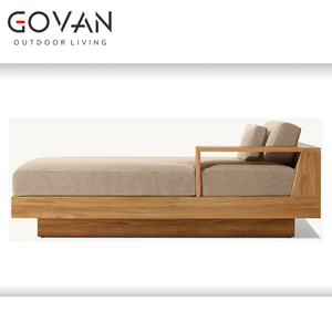 Chaise Longue de Teca de Grado Comercial con Cojín de Secado Rápido, Reposabrazos de Teca Secada al Horno, para Resort, Cabana, Terraza y <span class=keywords><strong>Spa</strong></span> - Product Image 2