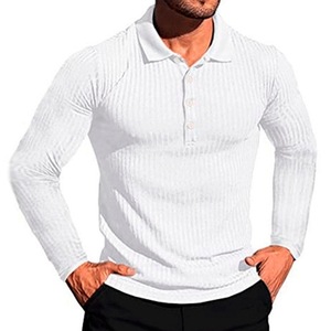 <span class=keywords><strong>Polo</strong></span> sportiva estiva da uomo Casual con collo alto elastico a righe verticali a maniche lunghe da uomo - Product Image 6