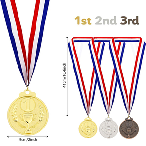 Logotipo personalizado Medallas de premio de metal de 2 "Cinta Lisa Cinta de grogrén de 1er y 3er lugar para la competencia escolar de Medallas - Product Image 3