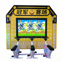 Machine de jeu de course cycliste interactive pour 3 joueurs, équipement de fitness et d'arcade pour aire de jeux intérieure et salle d'étude