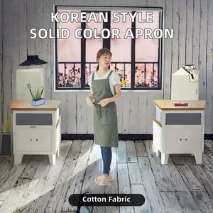 Delantal de Trabajo Coreano Elegante de Color Sólido en Poliéster y Algodón, Suministrado por Fábrica, para Chefs, Camareros, Restaurantes de Té con Leche y Café - Product Image 3