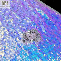 Nanyee Textile Mode Haute Densité Sirène Échelle Rose Bleu Et Argent Irisé Réversible Sequin Satin Tissu