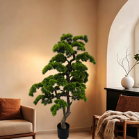 Langlebiger Künstlicher Bonsai-Kiefernbaum aus Kunststoff, 150 cm Hoch mit Topf für Heim-, Schlafzimmer- und Bürodekoration
