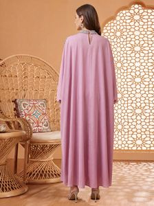 Abito Jalabiya Vintage con Stampa Pavone e Diamanti, Abaya Larga per Donne Musulmane, Collo a V, Lungo Kaftan Islamico Tradizionale - Product Image 4