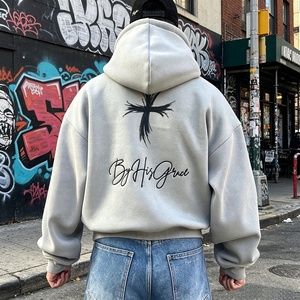 Sudaderas con Capucha Personalizadas con Logotipo Gráfico Impreso, de Forro Polar Grueso, Estilo Urbano, Hombros Caídos, Corte Holgado, para Hombre - Product Image 3