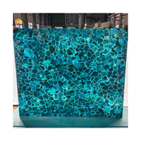 Vente en gros Dalles naturelles en apatite et cristal bleu turquoise rétroéclairées Panneaux de pierre translucide