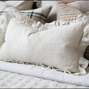 Bán Buôn 100% Tự Nhiên Tinh Khiết Pháp Linen Ruffle Đệm Bìa Gối Lanh Sọc Đệm Cho Trang Trí Đệm Bìa - Product Image 5