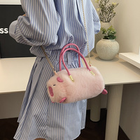 Nouveau sac bandoulière portable en peluche, style poupée dauphin, sac à main mignon et tendance