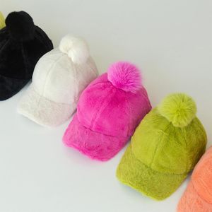 Fur Baseball <b>Cap</b> Fleece Unisex Adjustable Lightweight Curved Brim <b>Winter</b> Hat - Product Image 5