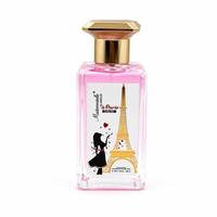 Parfum féminin romantique, luxueux, moderne, style parisien, eau de parfum longue tenue, avec capuchon doré, parfum floral fruité