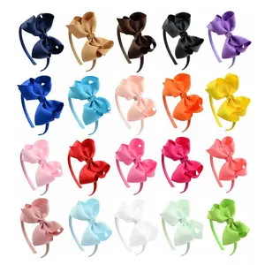 4 Inch Kids Hot Sale Handmade Polyester Hair Bands Solid Color Fancy High Quality Headbands For Baby