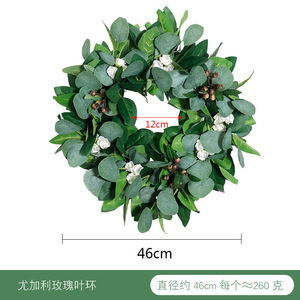 L06225 <span class=keywords><strong>Artificial</strong></span> <span class=keywords><strong>eucalipto</strong></span> garland de ratán de hojas de vid de <span class=keywords><strong>eucalipto</strong></span> corona para boda fiesta Decoración - Product Image 5