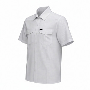 Camicia da <span class=keywords><strong>Uomo</strong></span> a Maniche Corte di Alta Qualità, Traspirante, Bianca <span class=keywords><strong>con</strong></span> Doppie Tasche, Comoda per l'Uso Quotidiano - Product Image 1