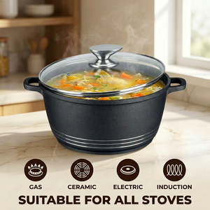Ensemble de casseroles classiques antiadhésives en <span class=keywords><strong>aluminium</strong></span> moulé sous pression, 10 pièces, avec poignées en <span class=keywords><strong>acier</strong></span> inoxydable, fond à induction, compatible four et lave-vaisselle - Product Image 4