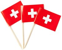 Grosir Bendera Tusuk Gigi Kustom Swiss dan Tusuk Bendera Swiss Mini Kecil untuk Dekorasi Kue Keping Baru