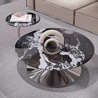 Table basse de salon moderne au design créatif, en pierre naturelle ronde, pour la maison