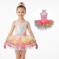 Robe tutu arc-en-ciel AL-P044 pour filles, justaucorps de ballet à paillettes, costume de danse de ballet pour enfants, fête de carnaval, spectacle, avec bandeau à nœud