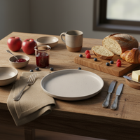 Service de table 4 pièces en grès céramique blanc, classique et luxueux, émaillé, écologique, compatible micro-ondes, résistant à la chaleur et anti-fuite