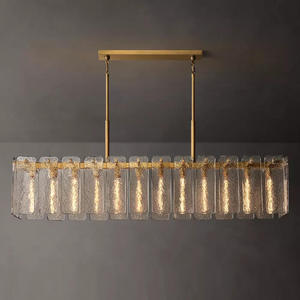 Lampe suspendue contemporaine moderne pour îlot de cuisine, grande lampe rectangulaire en verre italien haut de gamme, lustre de luxe - Product Image 1