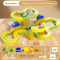Cube magnétique transformable, train électrique, train à grande vitesse, voie magnétique, voiture, blocs de construction en plastique à assembler soi-même, jouets pour enfants