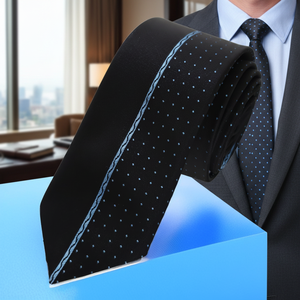 Corbata de moda delgada con corte de panel personalizado de lunares Turquesa - Product Image 3