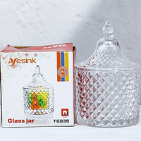 Vente en gros de pots à bonbons en verre cristal de style supermarché américain, petits pots de rangement ronds en verre pour la maison, jolis cadeaux