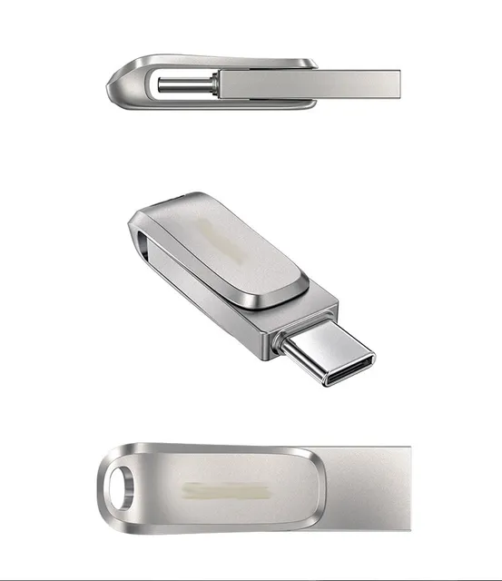 New Black Metal Swivel USB 3.1 Gen Type-C 2-in-1 Flash Drive Custom Logo 70MB/s Read 1-Year Warranty Security Check Encryption