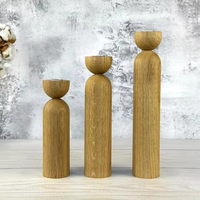 Grand Porte-Bougie Pilier en Bois Classique Écologique Rustique Décoration de Noël Cadeau de Pendaison de Crémaillère Chaleureux