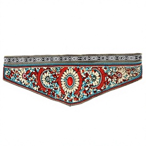 Ceinture élégante faite main brodée et perlée pour femme, accessoire de mode pour soirée, ceinture décorative bohème faite à la main pour femme - Product Image 1
