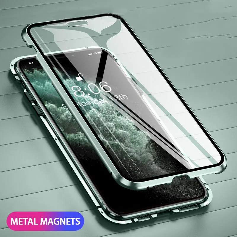 DragonS Anti Peeping Double Sided Glass Protector Metal Anti Spy Privacy Phone Case For Iphone 13 12 Pro Max