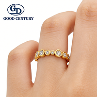 Bague de mariage complète en or massif 18 carats Good Century avec diamant de laboratoire rond serti clos, pour homme, bijoux fins, cadeau d'anniversaire