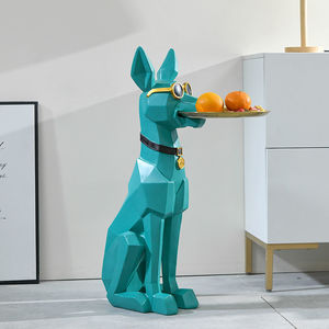 Escultura de perro <span class=keywords><strong>Doberman</strong></span> de resina con bandeja dorada, adornos nórdicos para sala de estar - Product Image 5