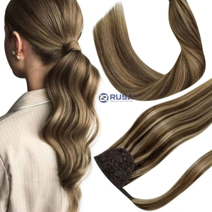 Extensión de Cabello Humano para Cola de Caballo, Larga y Lisa, Rubia, Cabello Remy Indio, 120g, con Cierre de Clip - Product Image 4